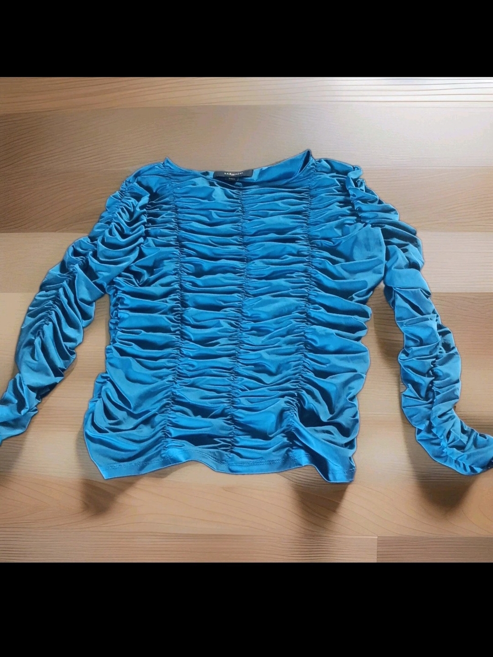 Ruched Teal Women’s Blouse - LaRambla Brand, Size M